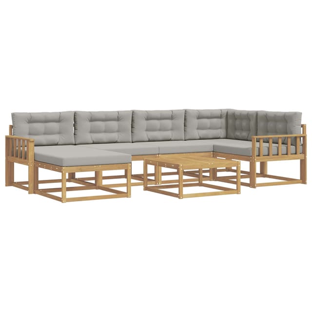vidaXL Outdoor-Sofagarnitur 7 Stk Weiß und Hellgrau 3386720