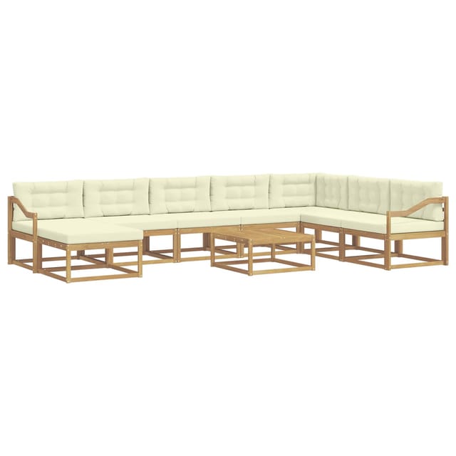 vidaXL Outdoor-Sofagarnitur 9 Stk Weiß und Creme 3386914