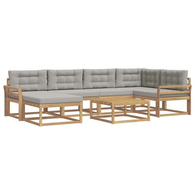 vidaXL Outdoor-Sofagarnitur 7 Stk Weiß und Hellgrau 3386725