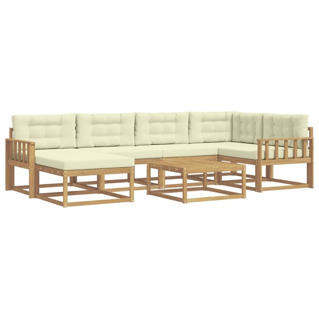 vidaXL Outdoor-Sofagarnitur 7 Stk Weiß und Creme 3386719