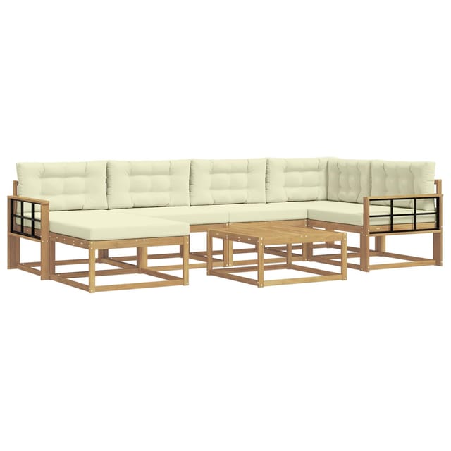 vidaXL Outdoor-Sofagarnitur 7 Stk Weiß und Creme 3386734