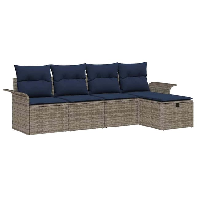 vidaXL Gartensofa-set mit Kissen mit Speicher 5 Stk Poly Rattan 3360196