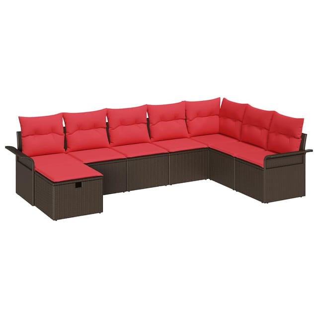 vidaXL Gartensofa-set mit Kissen mit Speicher 8 Stk Poly Rattan 3360265