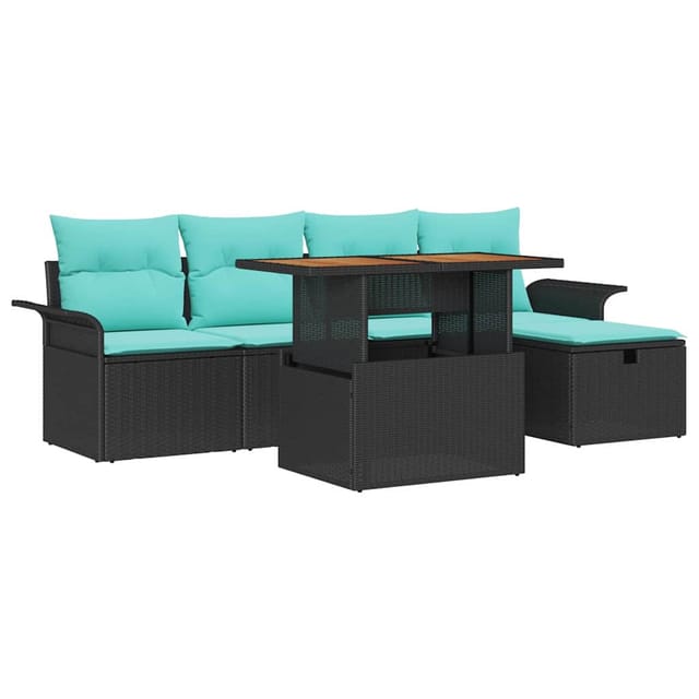 vidaXL Garten-Sofa-Set 6 Stk Schwarz Poly-Rattan 3361242