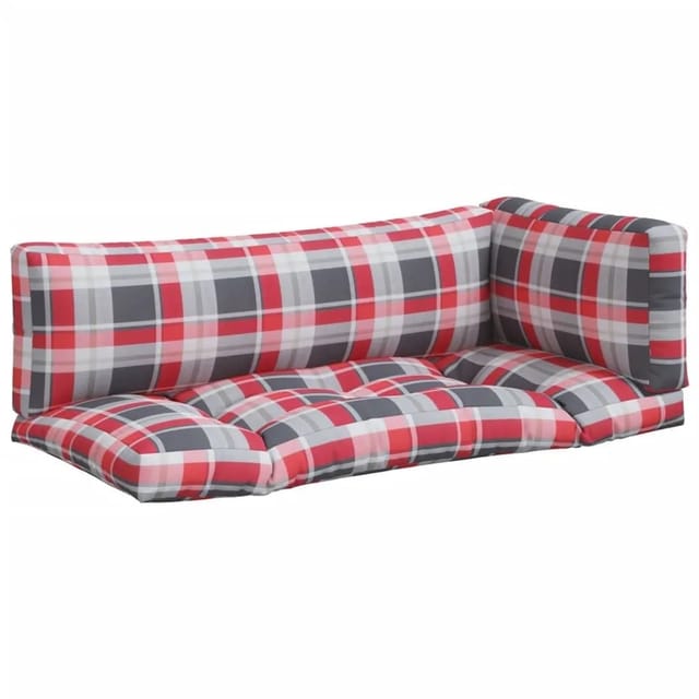 vidaXL Palettenkissen 3Tlg Rot Karomuster Stoff 360957