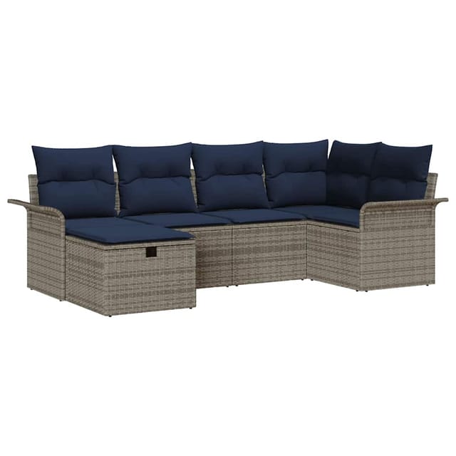vidaXL Gartensofa-set mit Kissen mit Speicher 6 Stk Poly Rattan 3360216