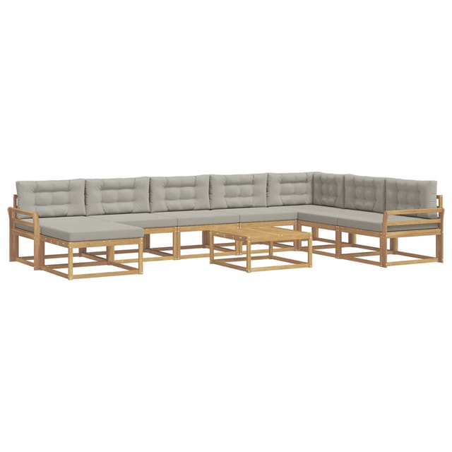 vidaXL Outdoor-Sofagarnitur 9 Stk Weiß und Hellgrau 3386900