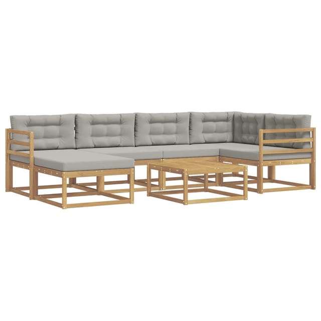 vidaXL Outdoor-Sofagarnitur 7 Stk Weiß und Hellgrau 3386710