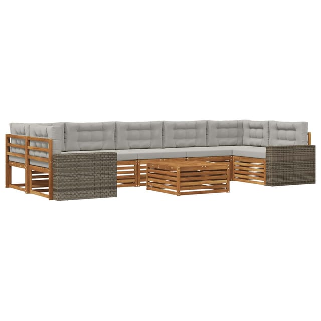 vidaXL Outdoor-Sofagarnitur 8 Stk Natur und Hellgrau 3383159