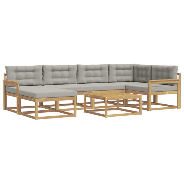 vidaXL Outdoor-Sofagarnitur 7 Stk Weiß und Hellgrau 3386715