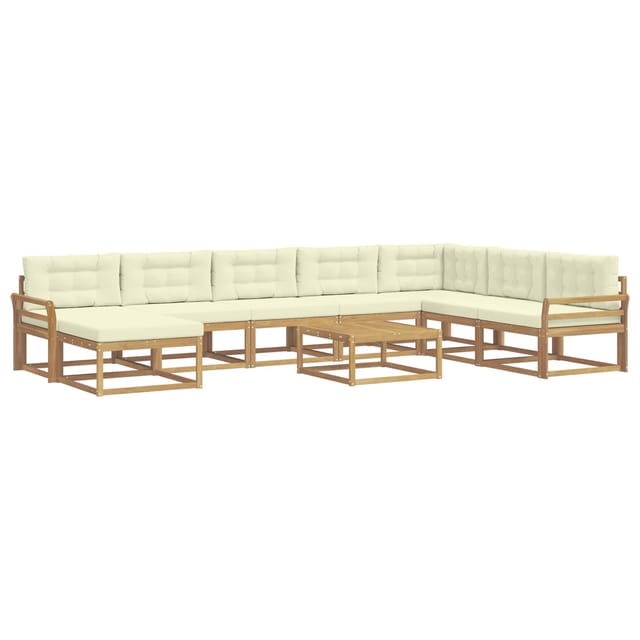 vidaXL Outdoor-Sofagarnitur 9 Stk Weiß und Creme 3386899