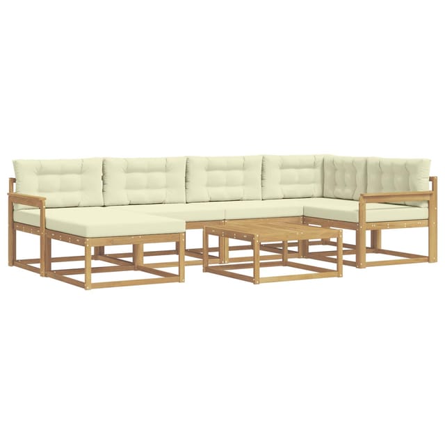 vidaXL Outdoor-Sofagarnitur 7 Stk Weiß und Creme 3386714