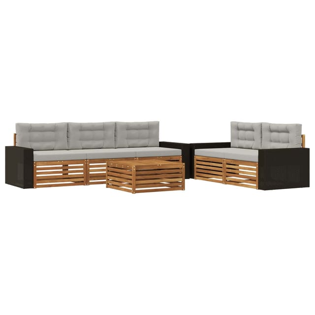 vidaXL Outdoor-Sofagarnitur 6 Stk Natur und Hellgrau 3383034