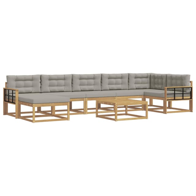 vidaXL Outdoor-Sofagarnitur 8 Stk Weiß und Hellgrau 3386805
