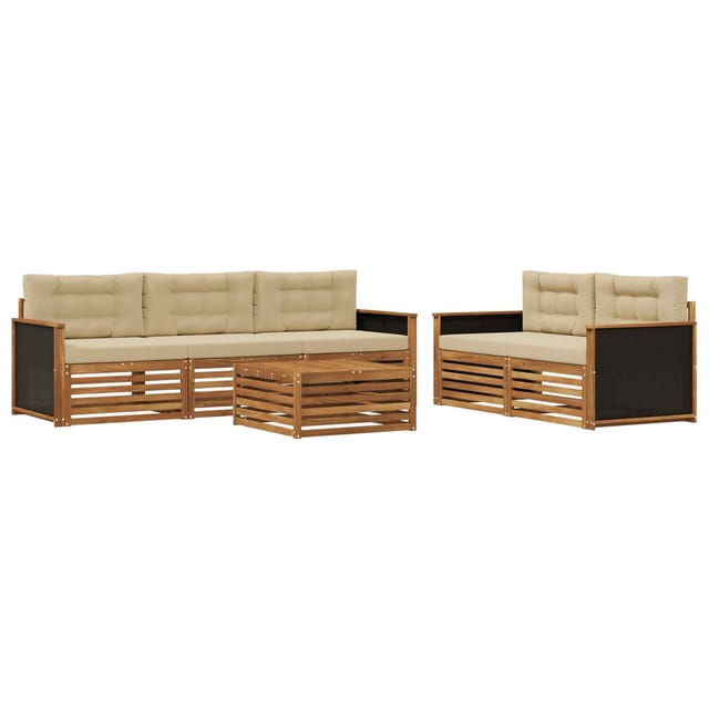 vidaXL Outdoor-Sofagarnitur 6 Stk Natur und Beige 3383016