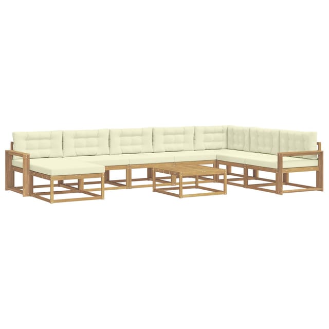 vidaXL Outdoor-Sofagarnitur 9 Stk Weiß und Creme 3386904