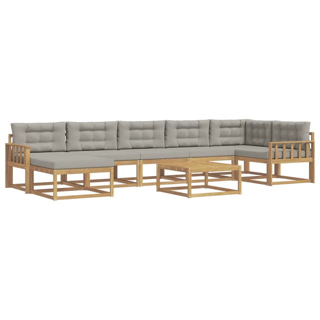 vidaXL Outdoor-Sofagarnitur 8 Stk Weiß und Hellgrau 3386790