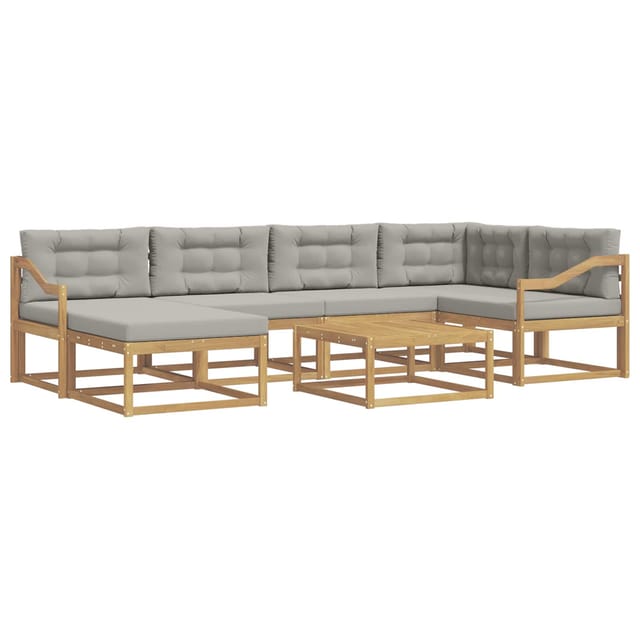 vidaXL Outdoor-Sofagarnitur 7 Stk Weiß und Hellgrau 3386740