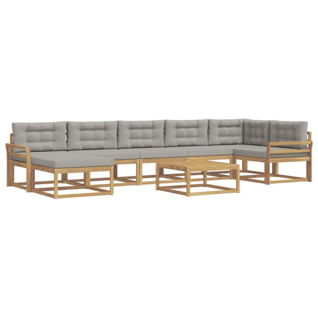 vidaXL Outdoor-Sofagarnitur 8 Stk Weiß und Hellgrau 3386795