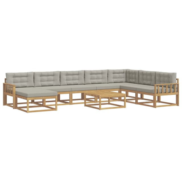 vidaXL Outdoor-Sofagarnitur 9 Stk Weiß und Hellgrau 3386895