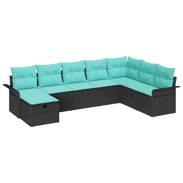 vidaXL Garten-Sofa-Set mit Kissen 8 Stk Schwarz Poly Rattan 3360267