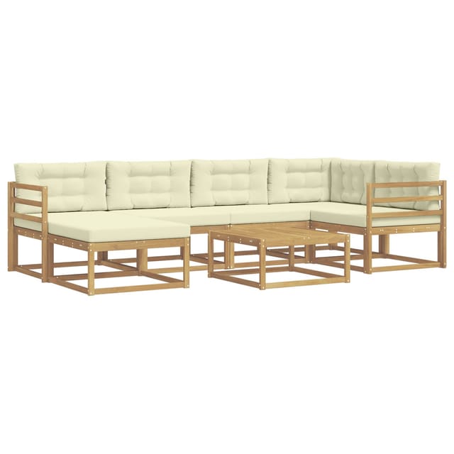 vidaXL Outdoor-Sofagarnitur 7 Stk Weiß und Creme 3386709