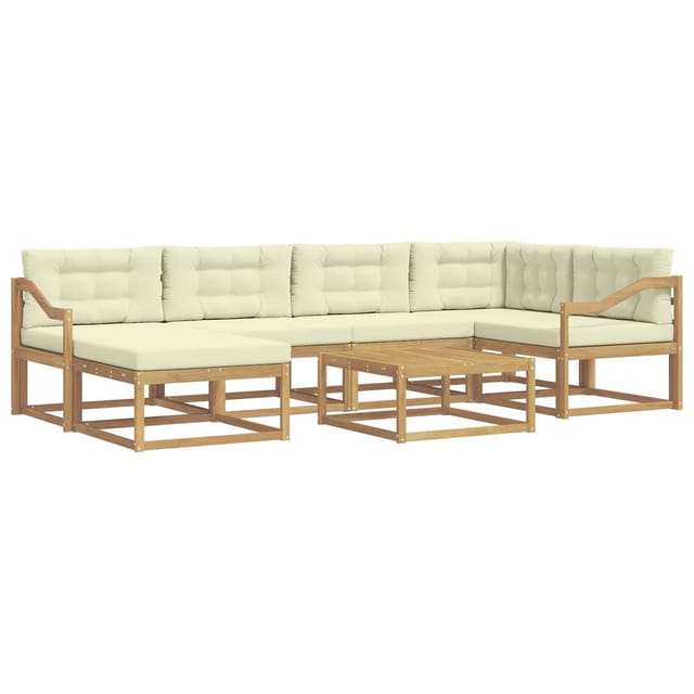 vidaXL Outdoor-Sofagarnitur 7 Stk Weiß und Creme 3386739