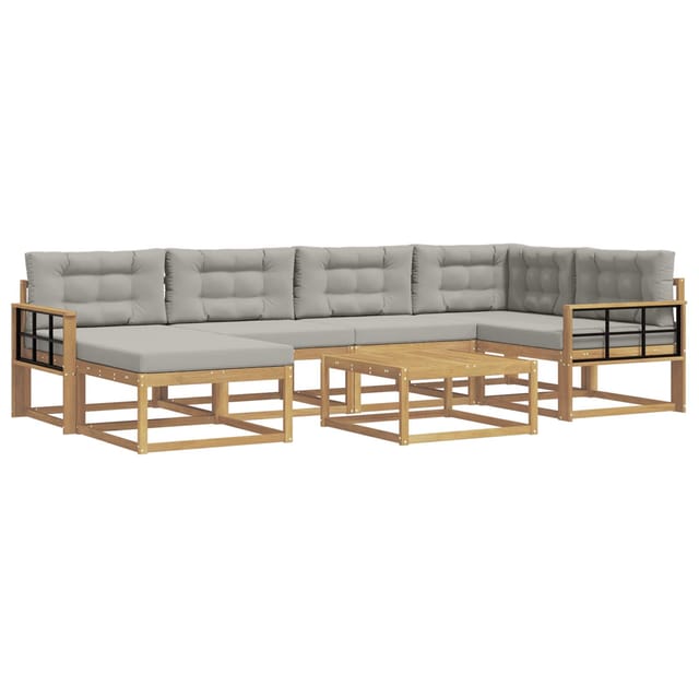 vidaXL Outdoor-Sofagarnitur 7 Stk Weiß und Hellgrau 3386735