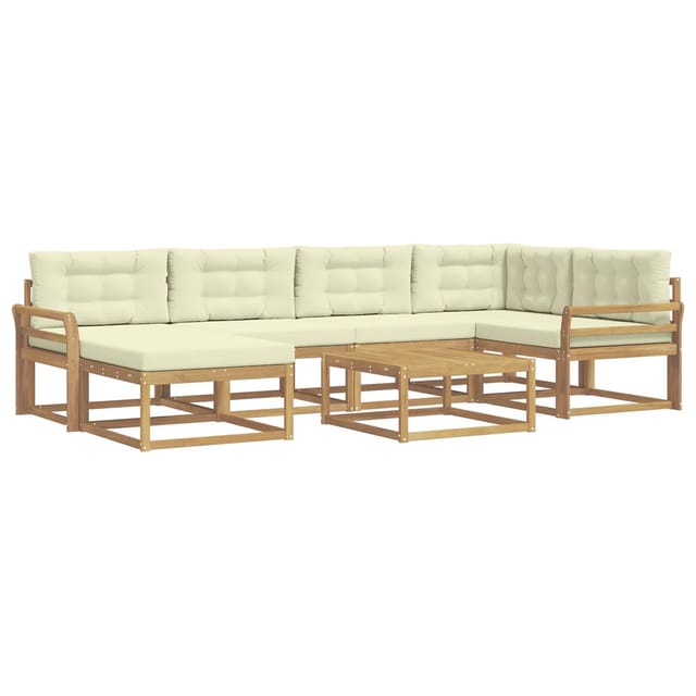 vidaXL Outdoor-Sofagarnitur 7 Stk Weiß und Creme 3386724