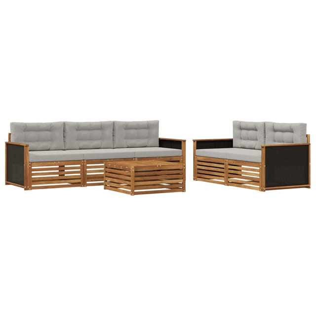 vidaXL Outdoor-Sofagarnitur 6 Stk Natur und Hellgrau 3383014