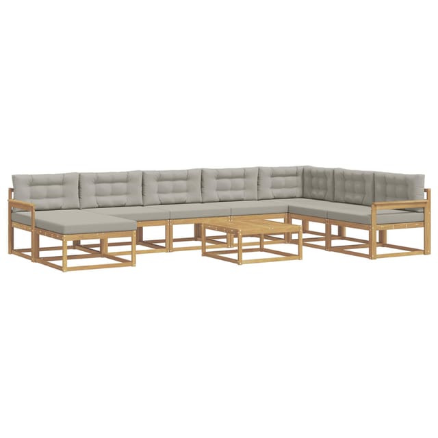 vidaXL Outdoor-Sofagarnitur 9 Stk Weiß und Hellgrau 3386890