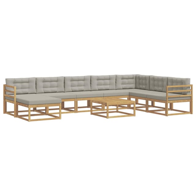vidaXL Outdoor-Sofagarnitur 9 Stk Weiß und Hellgrau 3386885