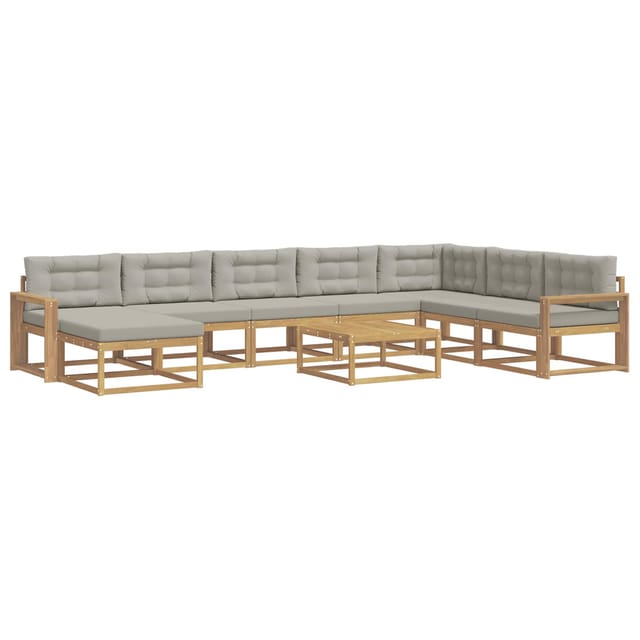 vidaXL Outdoor-Sofagarnitur 9 Stk Weiß und Hellgrau 3386905