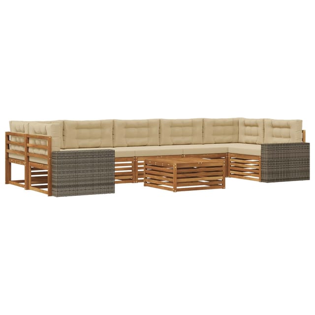 vidaXL Outdoor-Sofagarnitur 8 Stk Natur und Beige 3383161