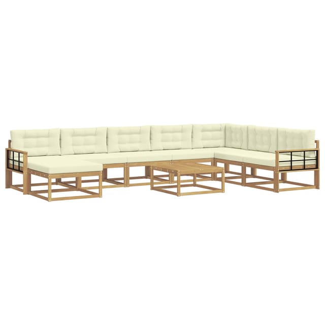 vidaXL Outdoor-Sofagarnitur 9 Stk Weiß und Creme 3386909