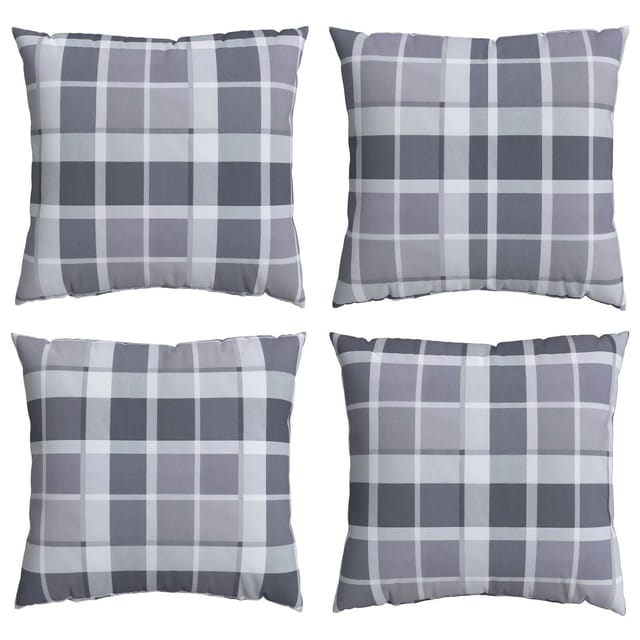 vidaXL Kissen für Draußen Kariert 4 Stk Grau Kariert 60 x 60 cm Stoff 377798