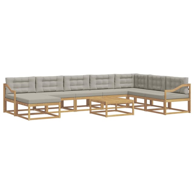vidaXL Outdoor-Sofagarnitur 9 Stk Weiß und Hellgrau 3386915