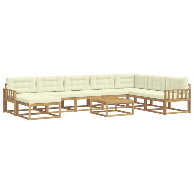 vidaXL Outdoor-Sofagarnitur 9 Stk Weiß und Creme 3386894