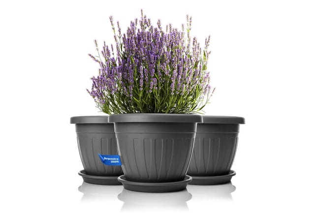 BigDean Blumentopf 3x Blumentopf mit Untersetzer rund ø40xH31 (Set, 3 St., Pflanzkästen), Blumentopf, Pflanzkübel, Wetterfest, UV-Beständig, Langlebig