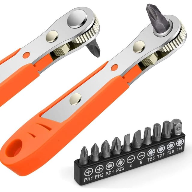 Ratschenschraubendreher, Magnetischer Mini-ratschenschlüssel Mit 1/4"-antrieb, Hohem Drehmoment, Mini-offset, Reversibel, Multifunktionales Taschenreparaturwerkzeug