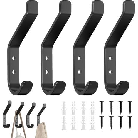 Set Mit 4 Huthaken, Moderner Huthaken, Doppelkleiderhaken, Handtuchhaken, Wandhaken, Metallhaken Mit Schraube, Huthaken Für Badezimmer, Büro Und Schlafzimmer.