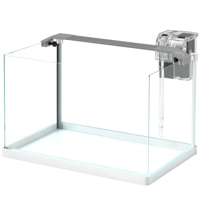20-liter-aquarium Aus Weißem Glas Mit Led-beleuchtung, Filterpumpe, 38 X 26 X 27 Cm