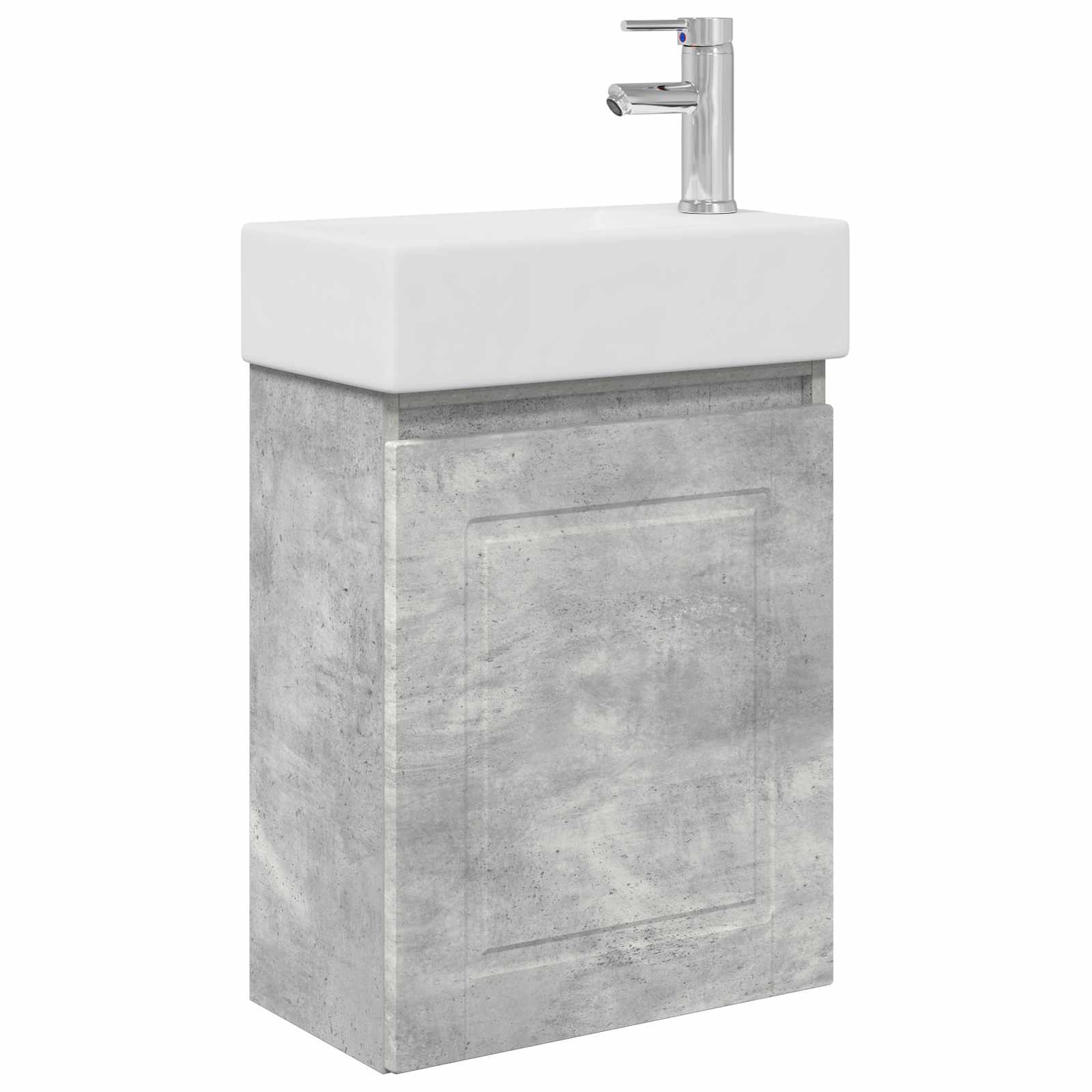 Badezimmer Waschtischunterschrank Mit Wasserhahn Betongrau Vidaxl