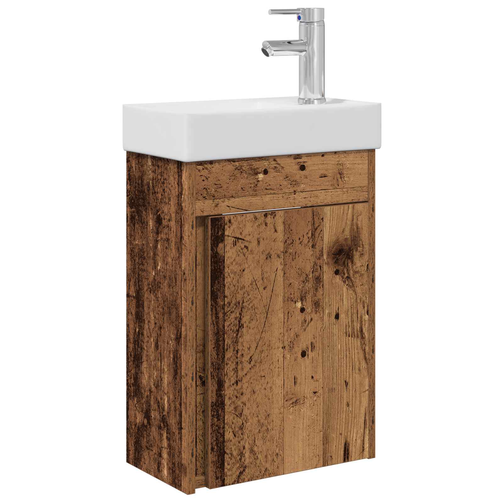Badezimmer Waschtischunterschrank Mit Wasserhahn Altholz Vidaxl