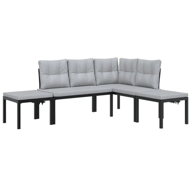 vidaXL 4-tlg Garten-Sofagarnitur mit Kissen Schwarz Stahl Modell 1