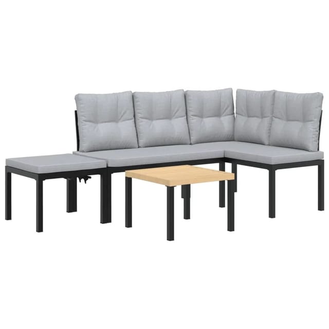 vidaXL Gartenbank-Set 3-tlg Schwarz Pulverbeschichteter Stahl Modell 10