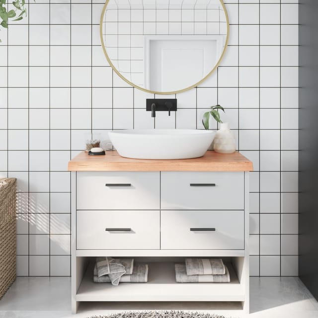 vidaXL Waschtischplatte Hellbraun 100x40x6 cm Massivholz Behandelt