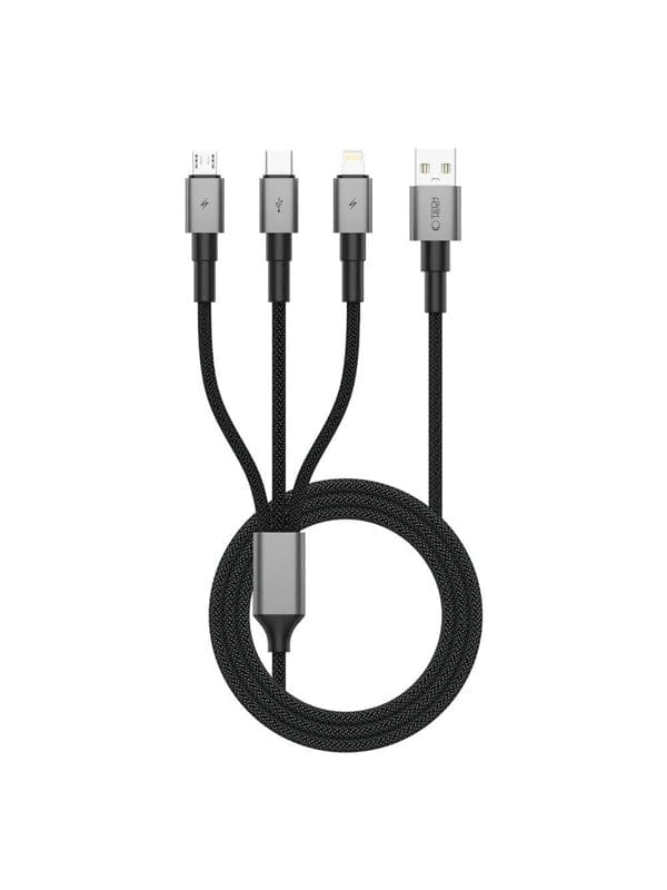 Tech-Protect UltraBoost DNA 3in1 USB-C / Micro-USB / Lightning Cable 120 cm - Grey