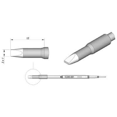 Lötspitze Serie C245 Meißelform, C245061/3,0 x 1,0mm, gerade