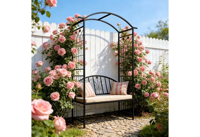 relaxdays Rosenbogen mit Bank